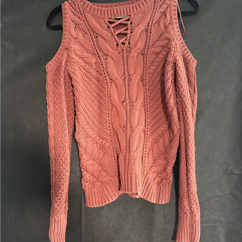 Aeropostale Off-Shoulder Sweater - Brick Red